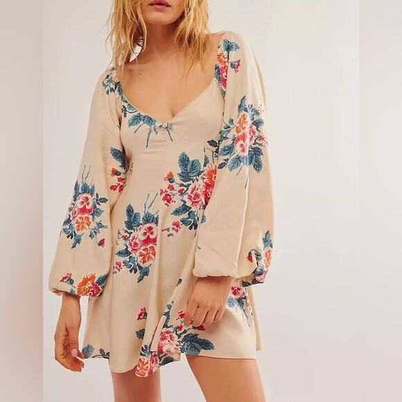 Free People Francesca Floral Print Mini Dress S - Picture 10 of 11